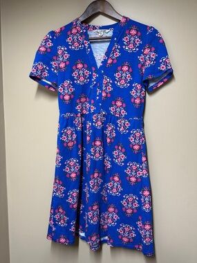 Boden Royal Blue Floral V-Neck Mini Dress